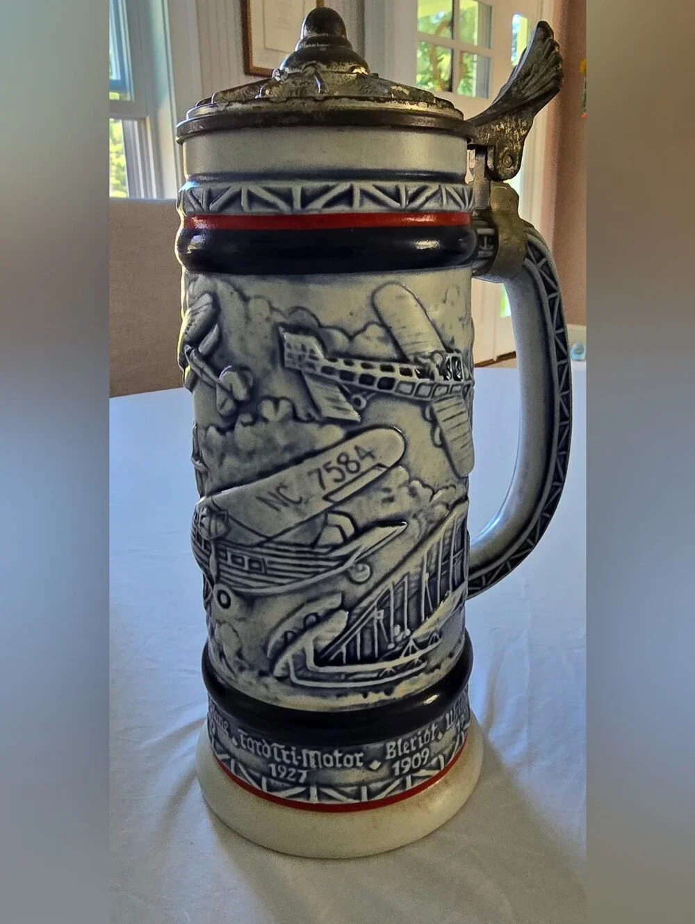 Avon Steins 2 - Antique Cars Mug + Airplanes,  Handcrafted Brazil Vintage 1981